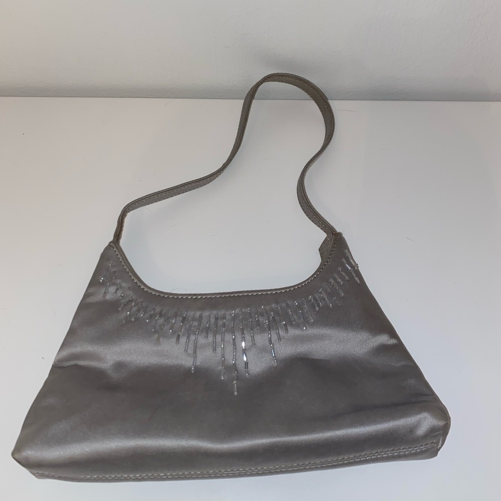 Vintage y2k 90s grey beaded mini bag purse